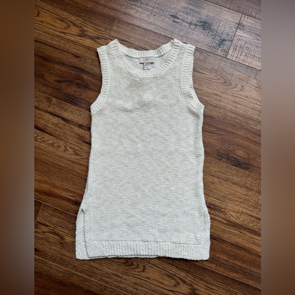 LOFT XS Petite Cream Knit Tank Top. - Picture 4 of 6
